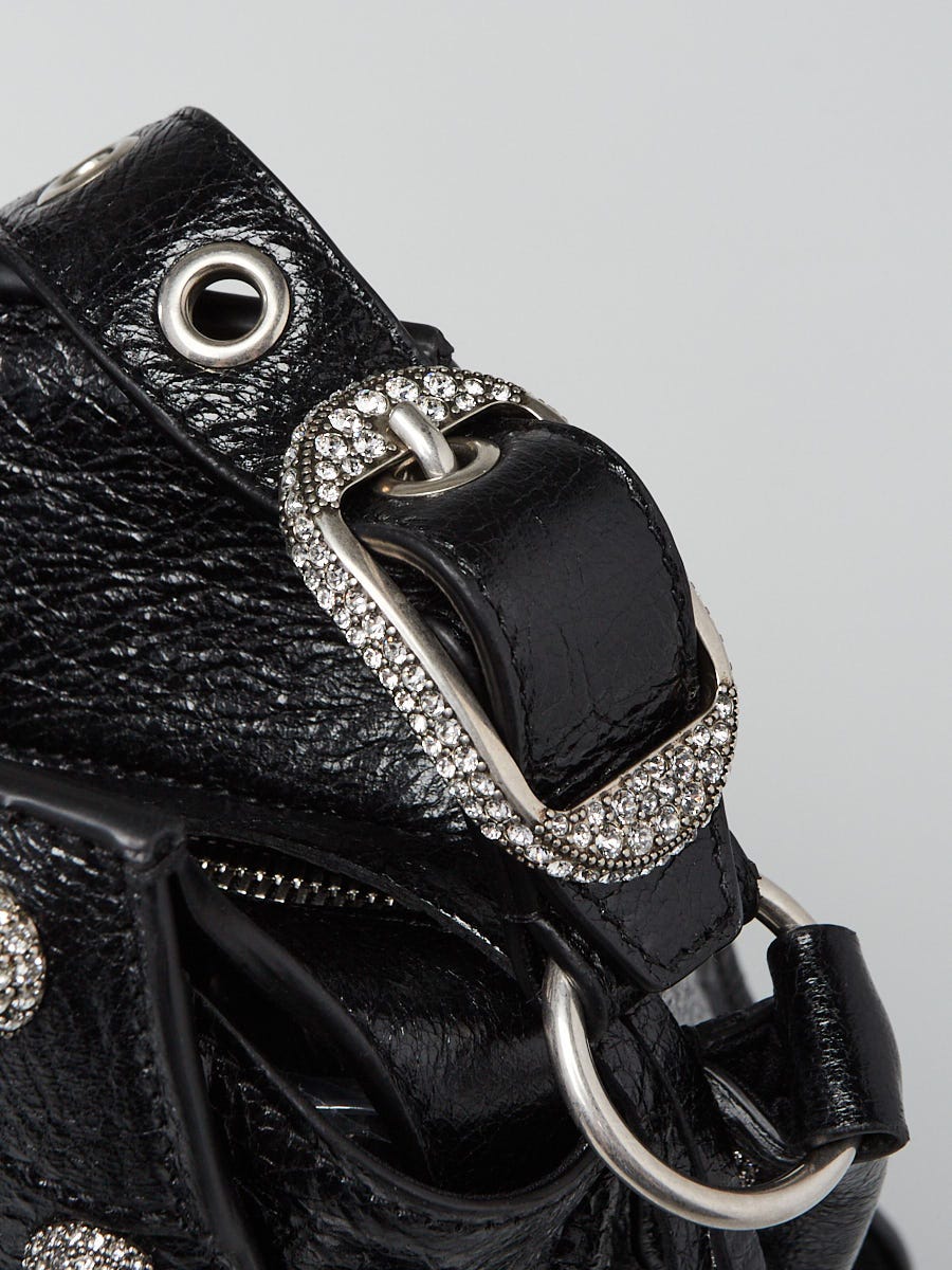 BALENCIAGA バレンシアガ Neo Cagole Crystal★Black Balenciaga Black Lambskin Leather Crystal Neo Cagole City