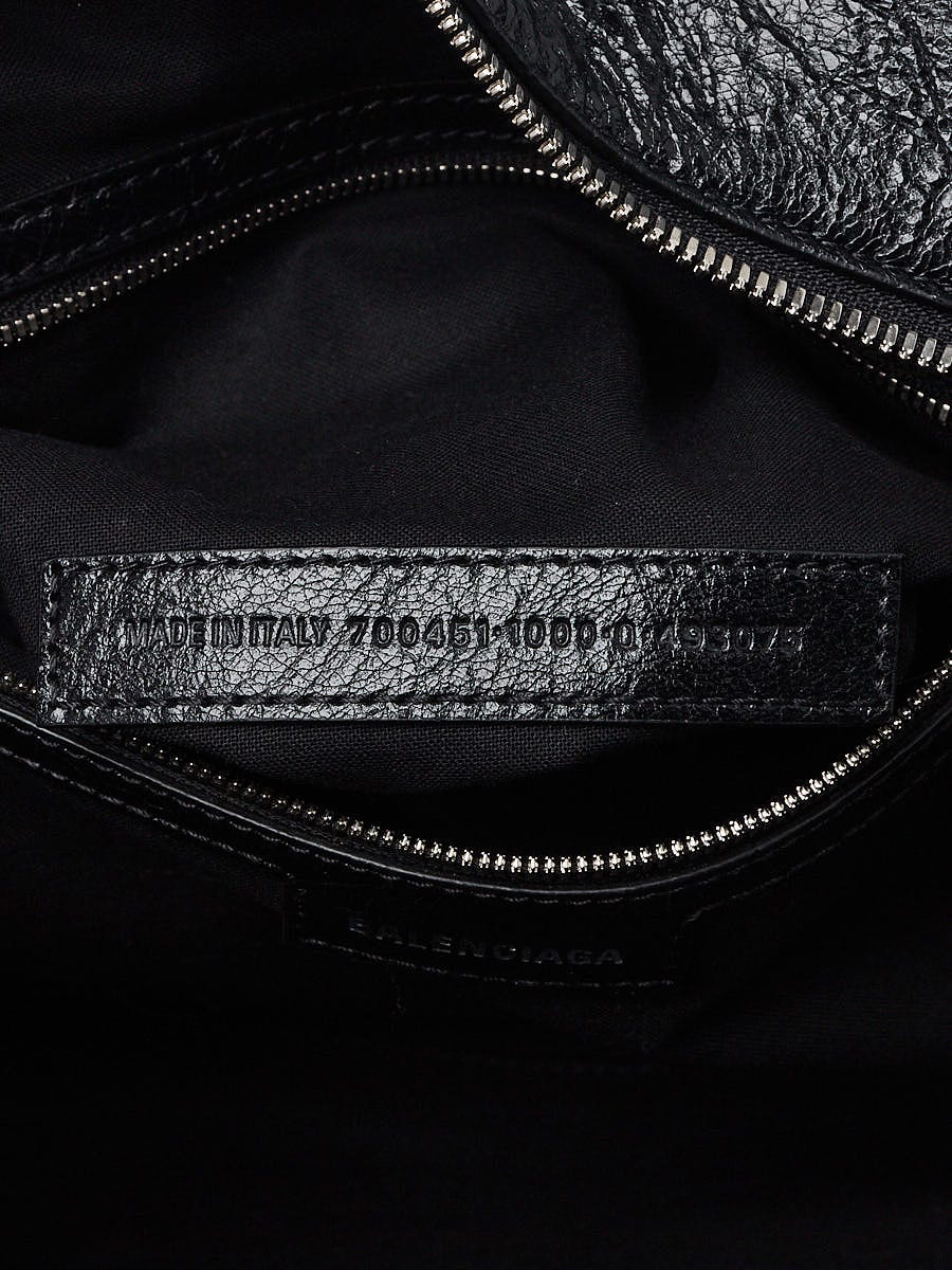 Balenciaga Black Lambskin Leather Crystal Neo Cagole City Bag
