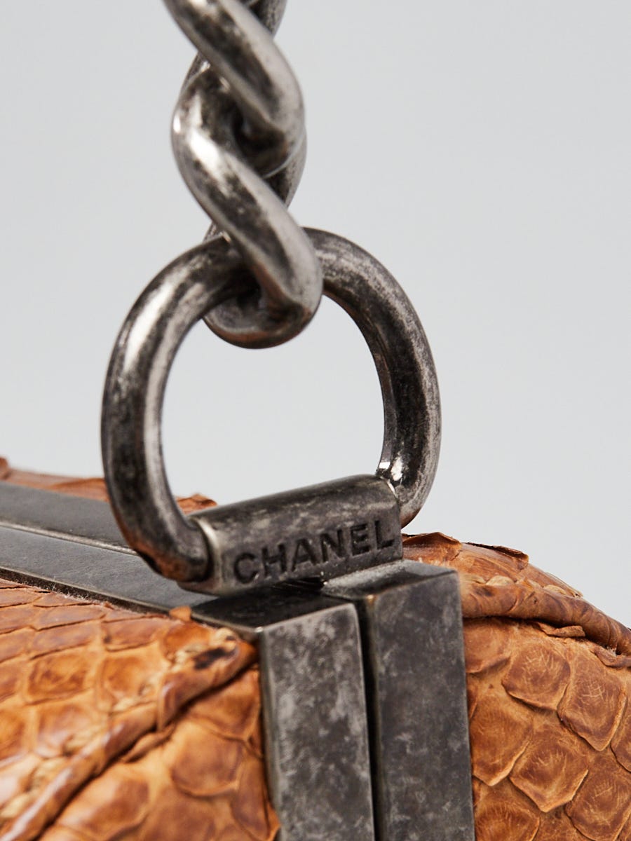 Chanel Brown Python Frame Top CC Chain Bag - Yoogi's Closet