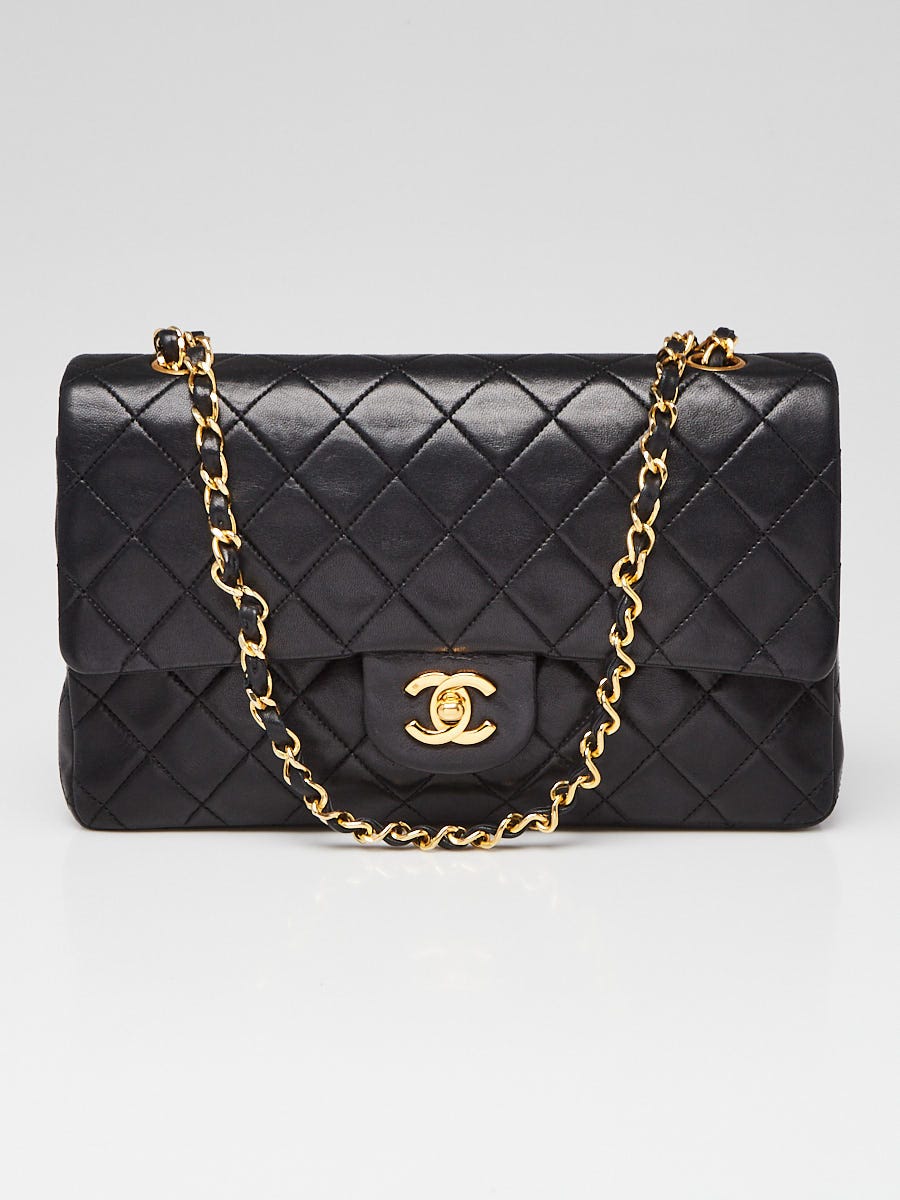 Black Quilted Lambskin Leather Classic Medium Double Flap Bag