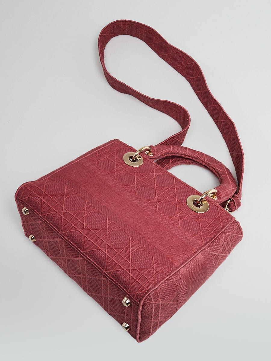Medium Lady D-Lite Bag Rosewood Cannage Embroidery