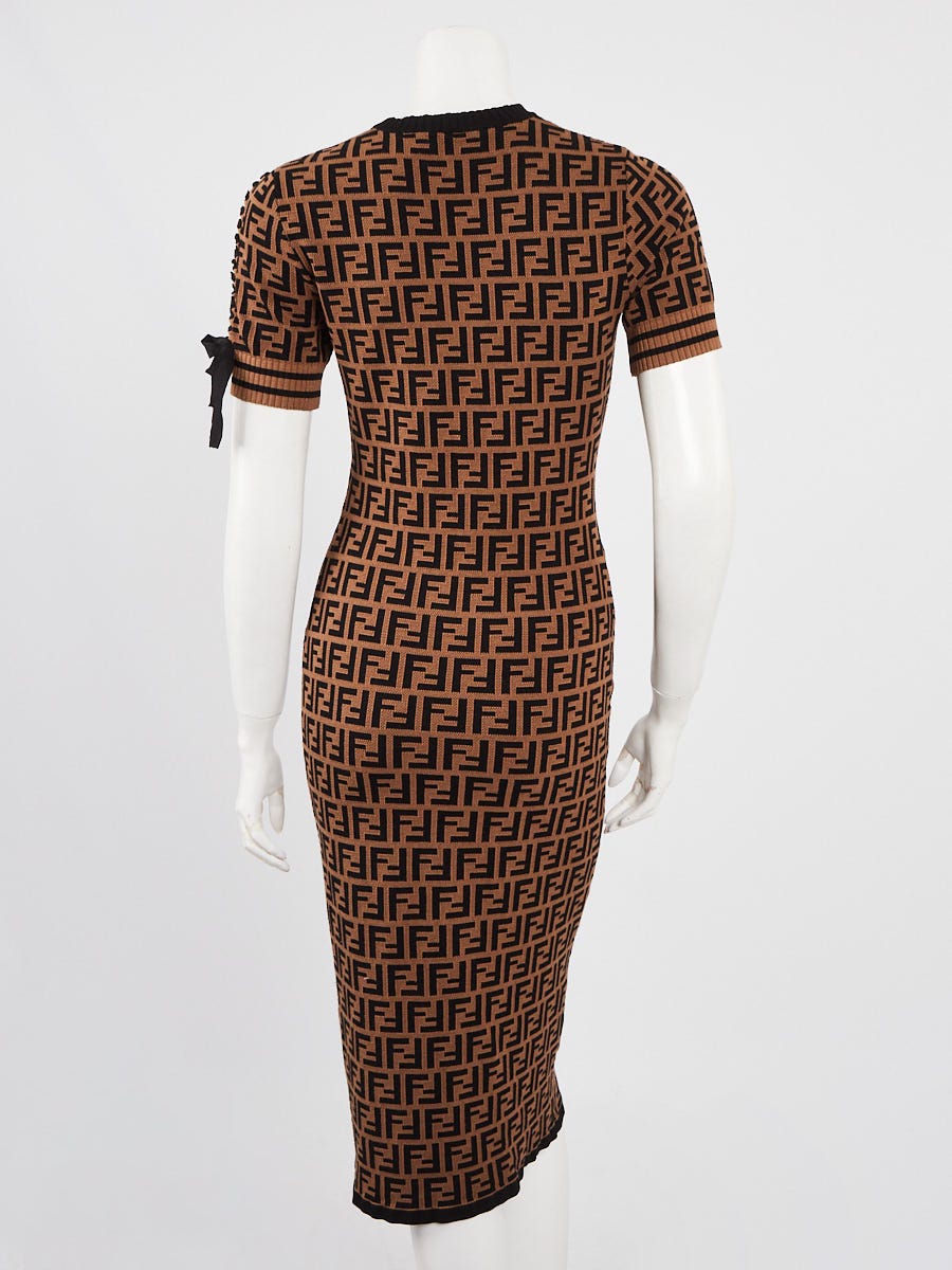 Fendi Brown FF Logo Knit Sweater Dress Size 2/38 | Yoogi's Closet