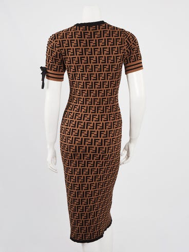 Fendi Brown FF Logo Knit Sweater Dress Size 2/38 | Yoogi's Closet Fendi Brown FF Logo Knit Sweater Dress Size 2/38 | Yoogi's Closet
