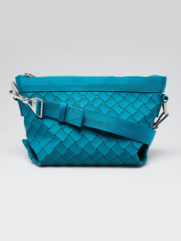 Bottega Veneta Blue Rubber Intrecciato Mini Blaster Shoulder Bag