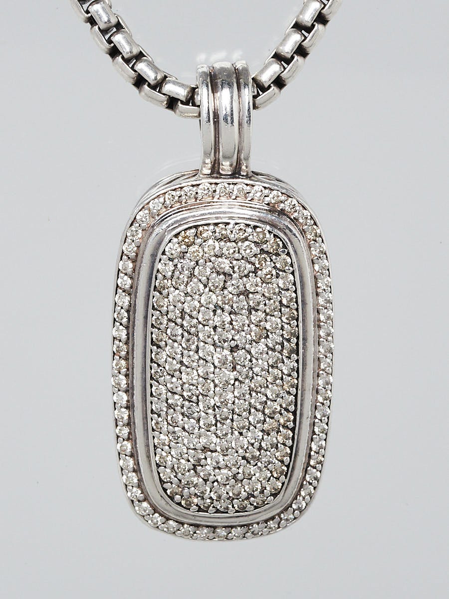 David Yurman 35mm Sterling Silver and Pave Diamond Albion Pendant