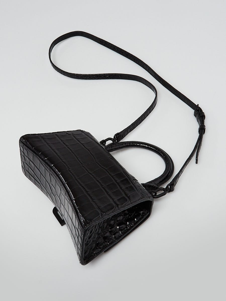 Balenciaga Hourglass XS Metallic Croc-Embossed Top-Handle Bag - ShopStyle