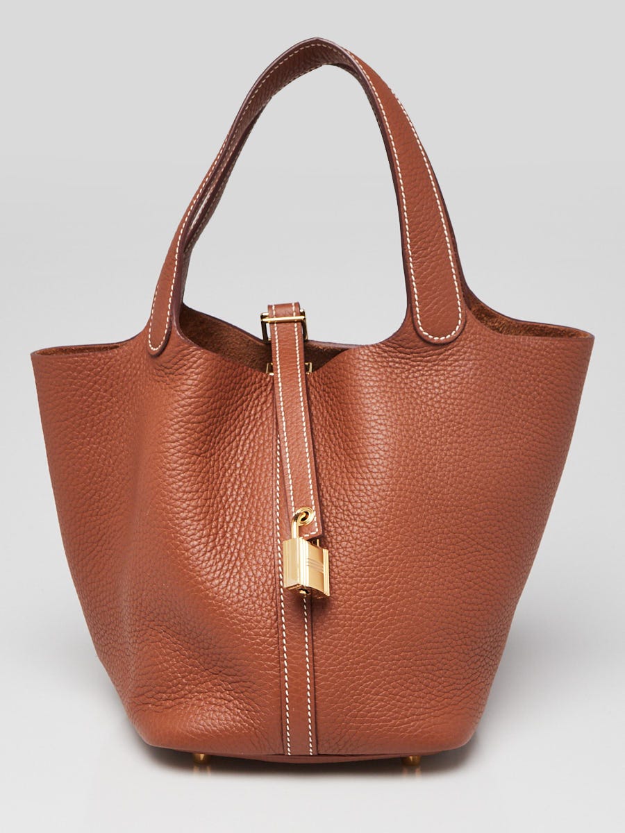 Hermes 18cm Gold Clemence Leather Palladium Plated Picotin Lock Bag Yoogi s Closet