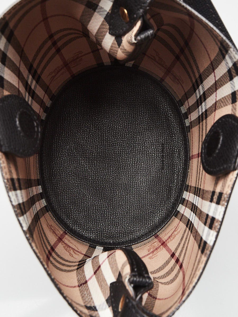 Burberry Black Pebbled Leather Lorne Bucket Bag | Yoogi's Closet