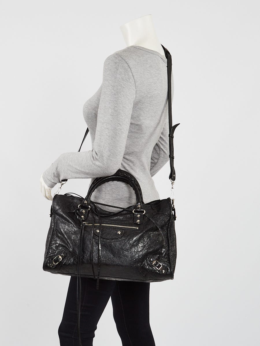 Balenciaga Black Lambskin Leather Motorcycle City Bag