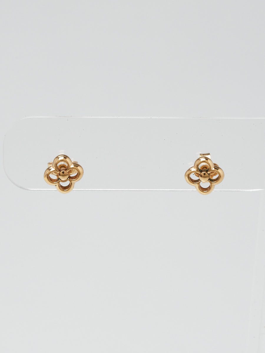 LOUIS VUITTON Brass Flower Full Stud Earrings Gold 1271450