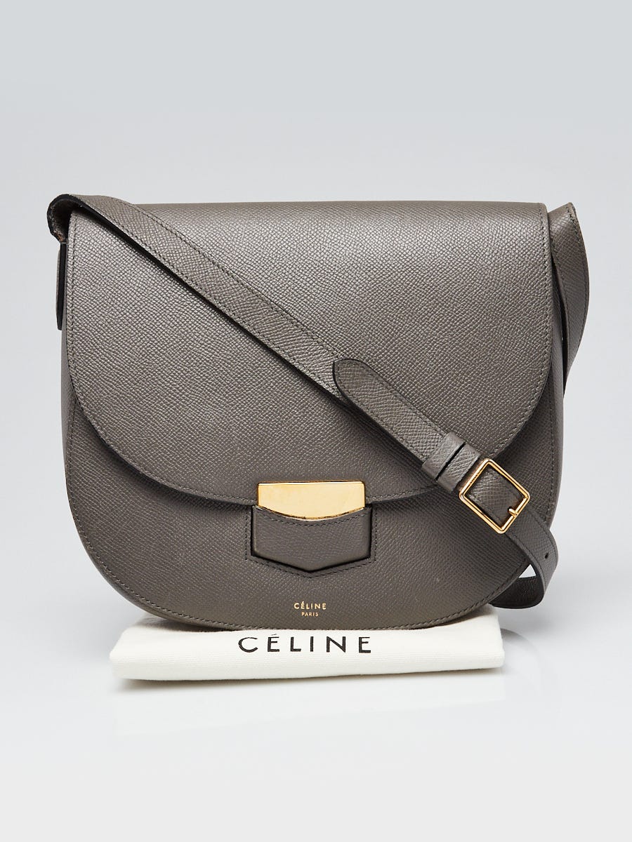 Celine Grey Grained Calfskin Leather Medium Trotteur Bag Yoogi s Closet