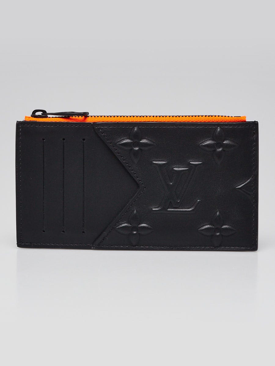 Louis Vuitton Black Monogram Debossed Leather Coin Card Holder Wallet -  Yoogi's Closet