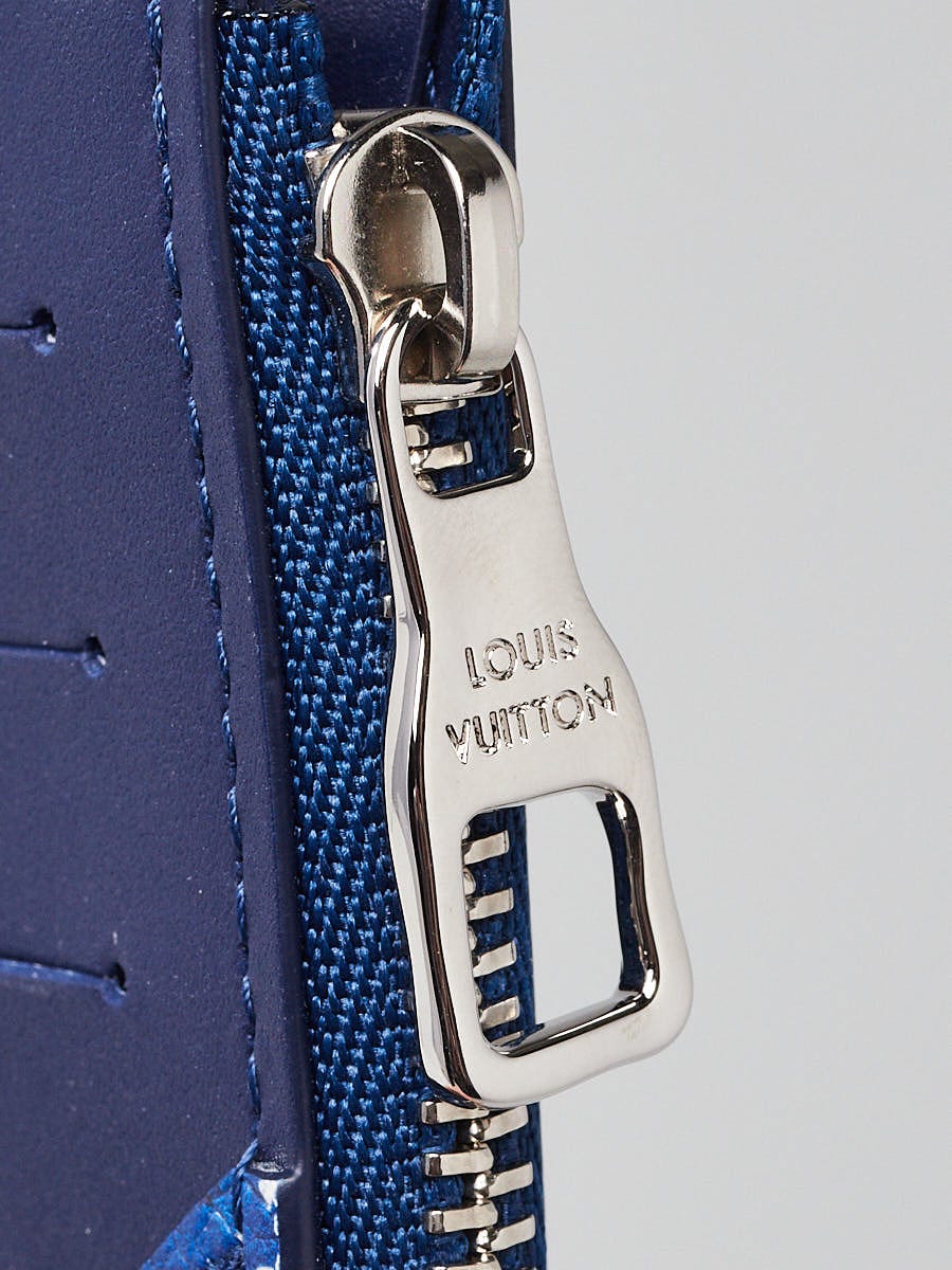 Louis Vuitton Blue Bandana Print Leather Coin Card Holder - Yoogi's Closet