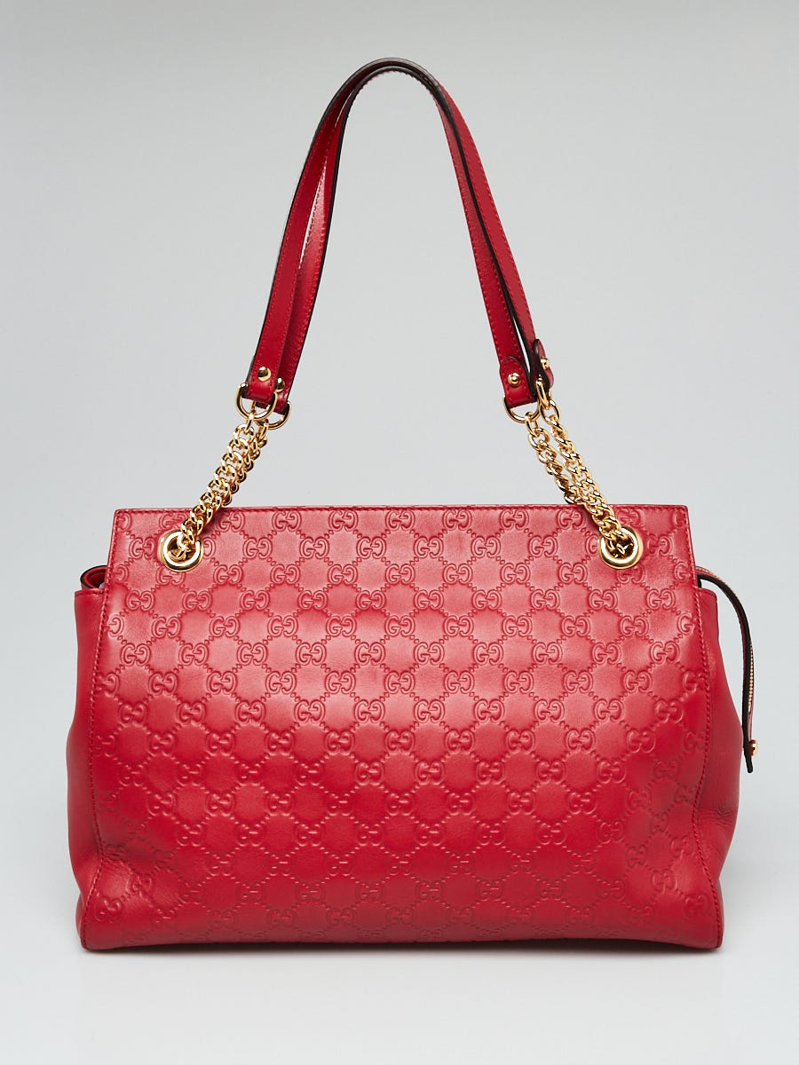 Gucci Red Guccissima Leather Soft Signature Shoulder Bag - Yoogi's