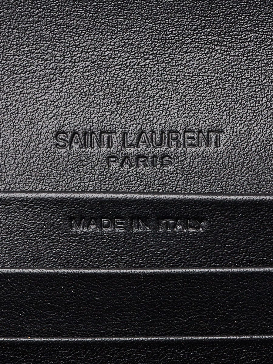 Yves Saint Laurent Black Floral Print Leather Classic Wallet