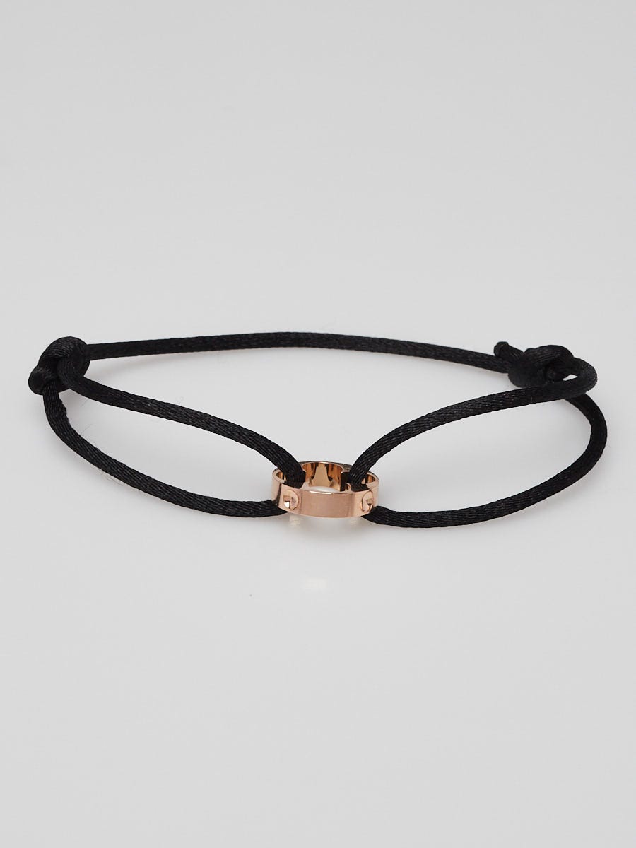 Louis Vuitton 18k Rose Gold And Black Silk Cord Empreinte Bracelet