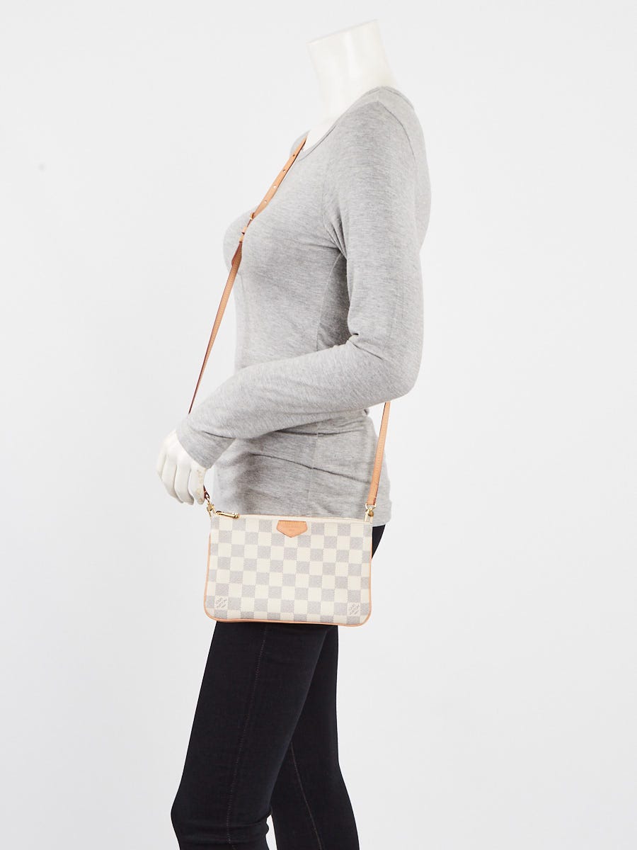 Louis Vuitton Damier Azur Canvas Double Zip Pochette Bag - Yoogi's Closet