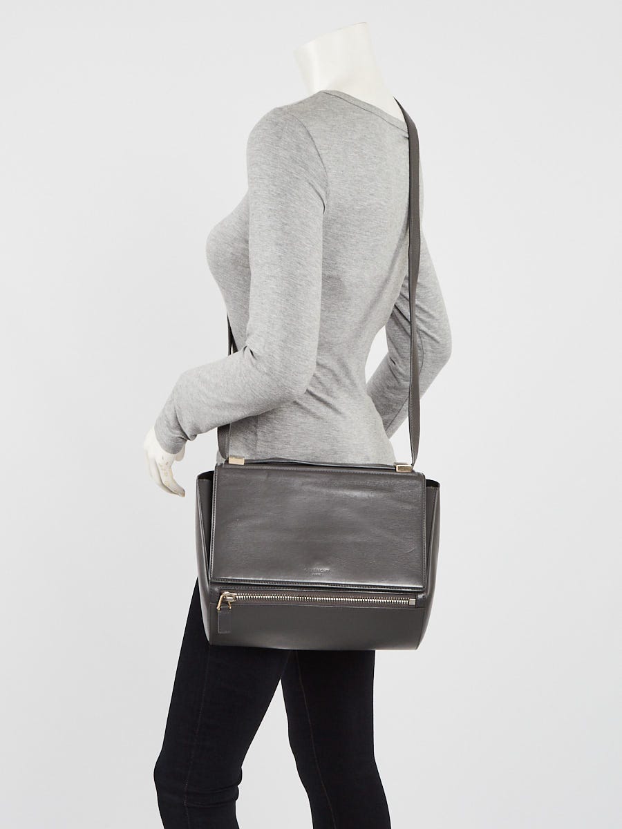 Givenchy Grey Grained Leather Pandora Box Medium Shoulder Bag