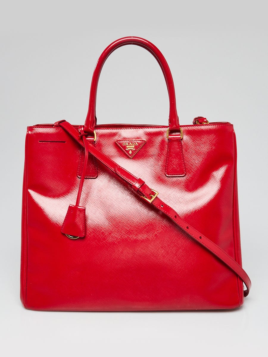 Prada Lux Large Saffiano Leather Tote Handbag Red