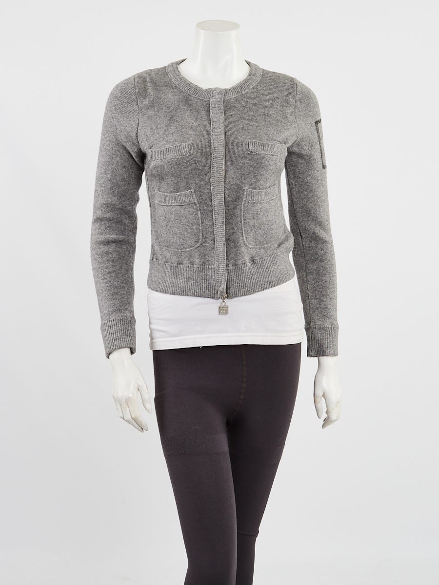 Grey Wool Zip Cardigan Sweater Size 36/2