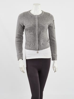 Grey Wool Zip Cardigan Sweater Size 36/2