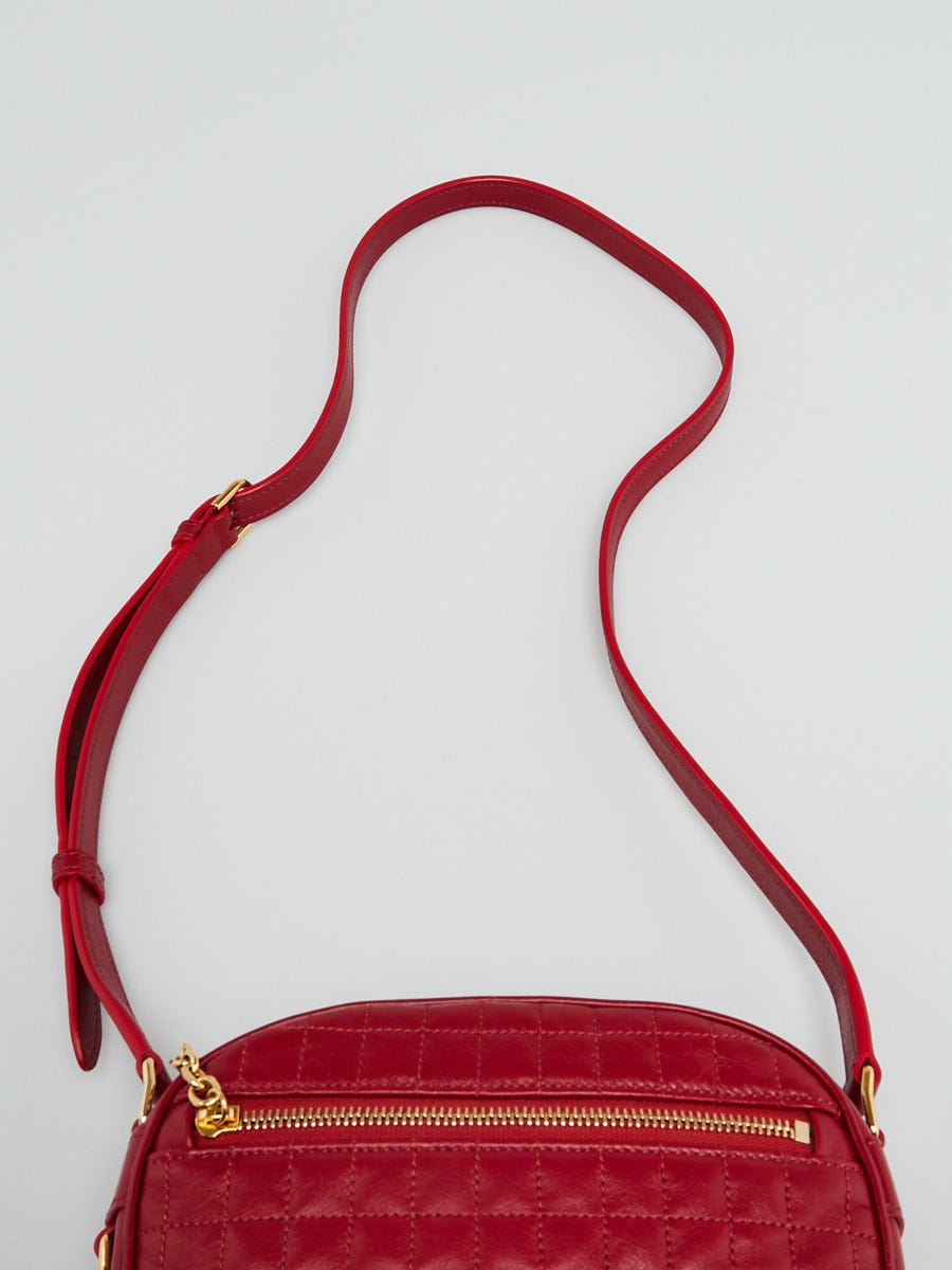 Celine Red Quilted Calfskin Leather C Charm Small Camera Bag ...