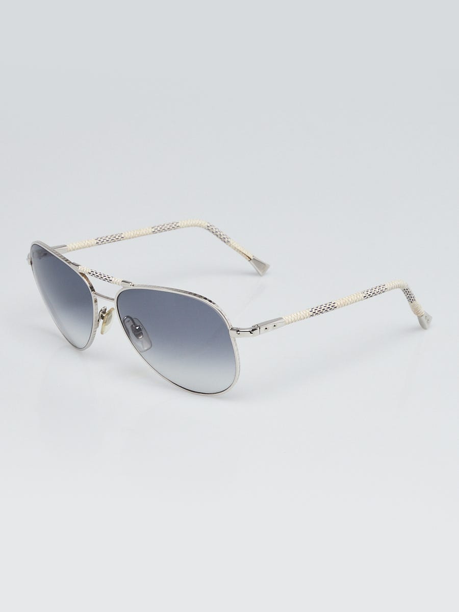 Louis Vuitton Damier Silvertone Metal Attitude Pilote Sunglasses