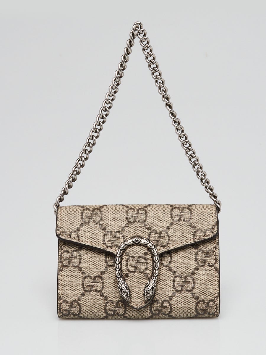 Gucci Beige/Ebony GG Supreme Canvas Dionysus Mini Card Holder On