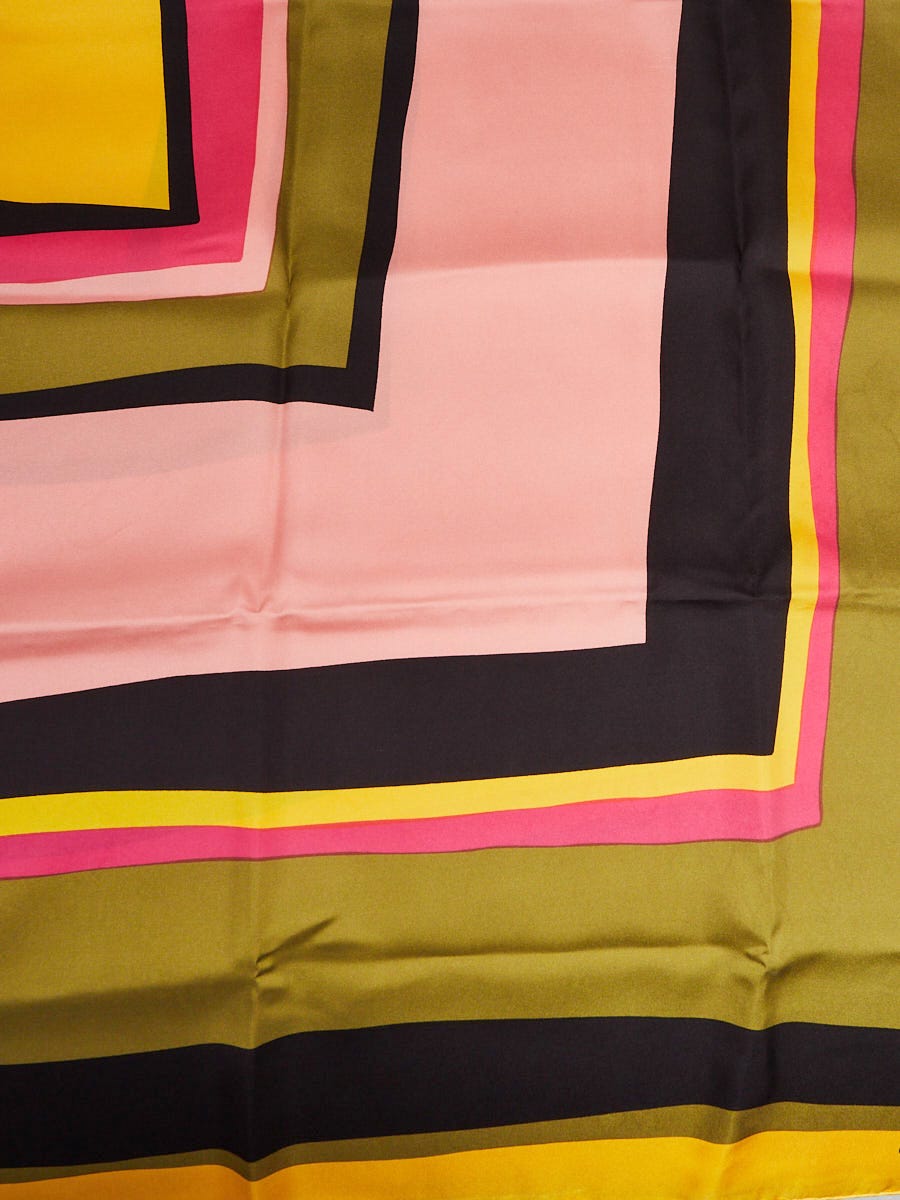 Celine Yellow Mutlicolor Printed Silk Scarf