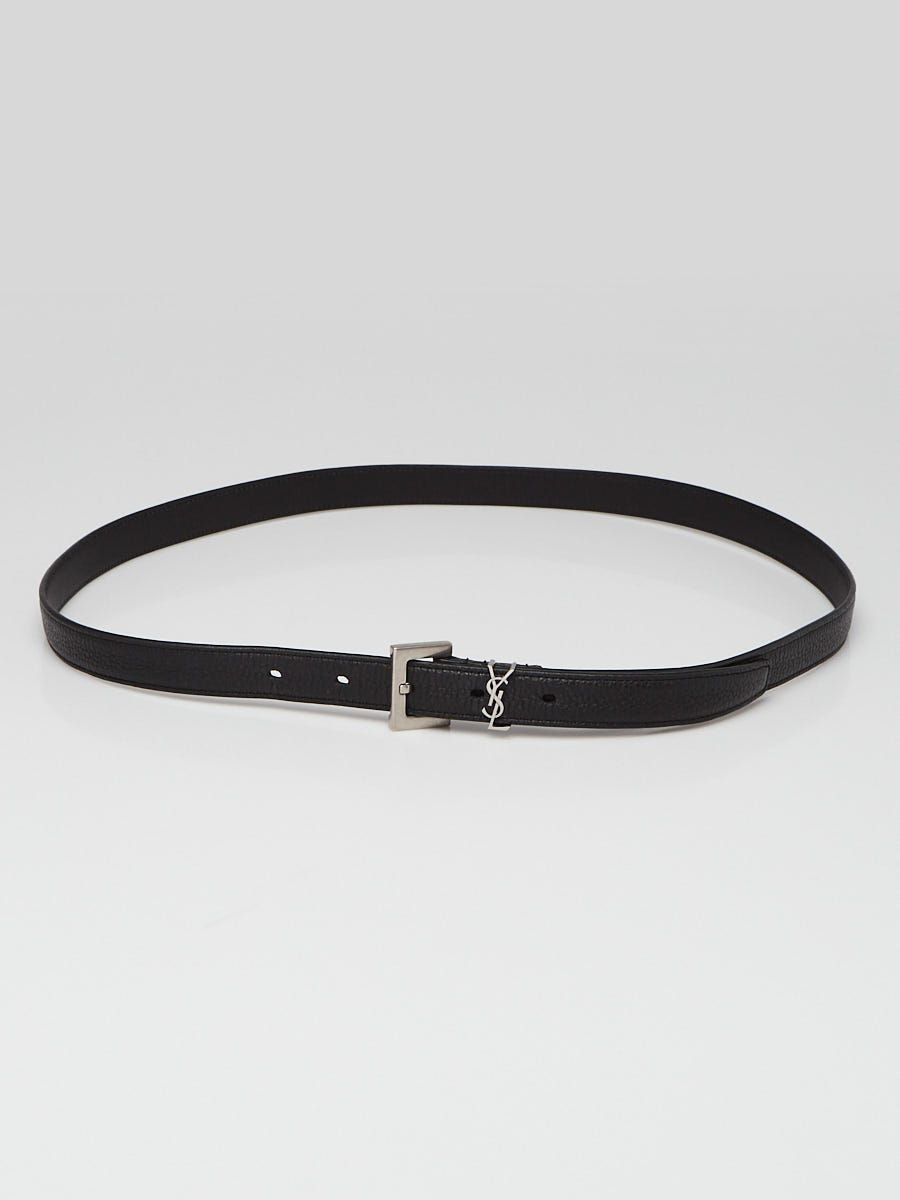 Yves Saint Laurent Black Leather Logo Belt Size 95 | Yoogi's