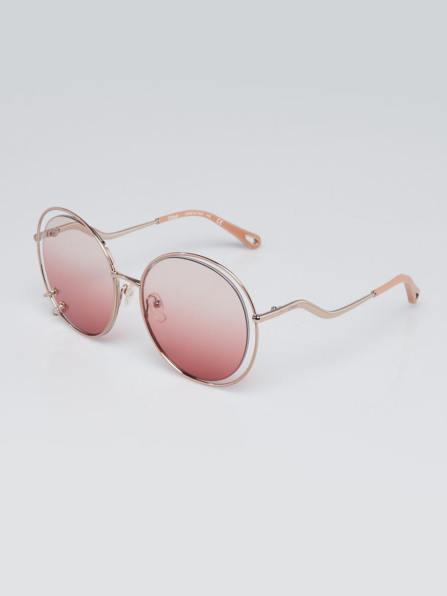 Chloe Rose Gold Metal Oversized Round Sunglasses CE153S