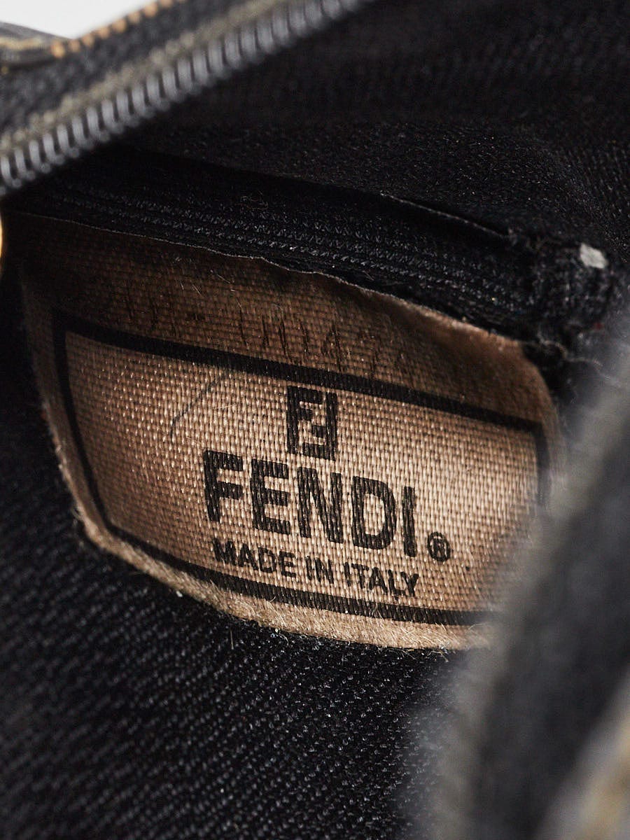 Fendi Brown/Black Striped Coated Canvas Key Case Pouch