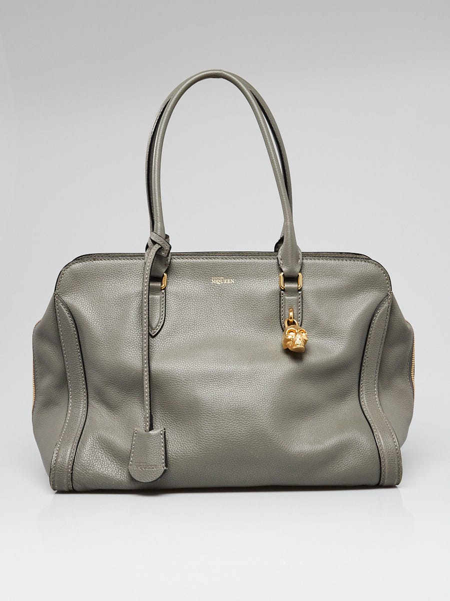 Alexander McQueen Grey Calfskin Leather Medium Padlock Zip Tote Bag -  Yoogi's Closet