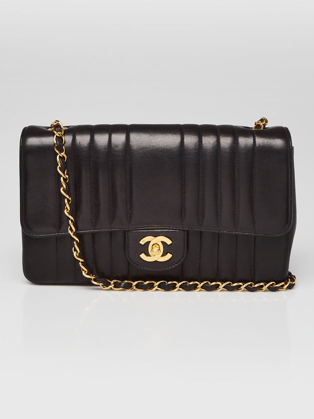 Chanel Black Vertical Quilt Lambskin Leather Classic Medium Single Flap Bag