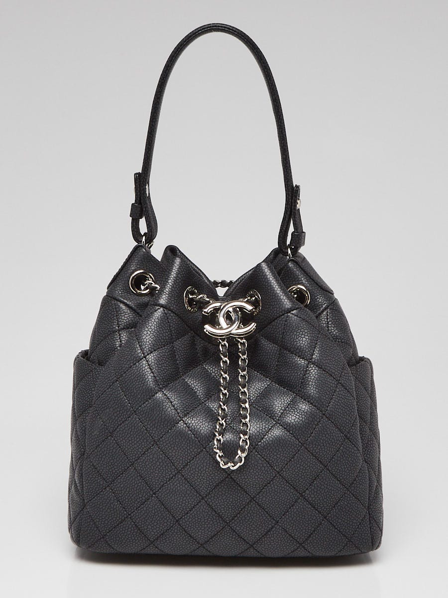Chanel Black Quilted Caviar Leather Drawstring Chain Small Bucket Bag -  Yoogi's Closet