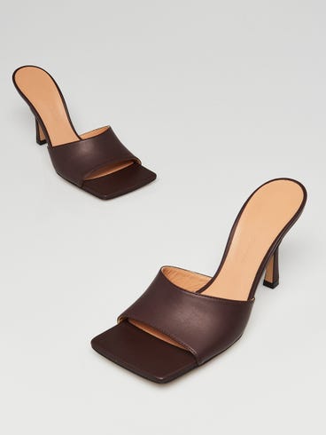 Bottega Veneta Brown Leather Lido Slide Sandals Size 4.5/35