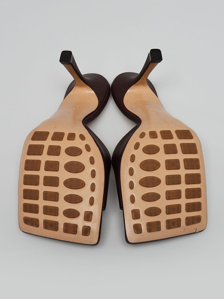 Bottega Veneta Brown Leather Lido Slide Sandals Size 4.5/35