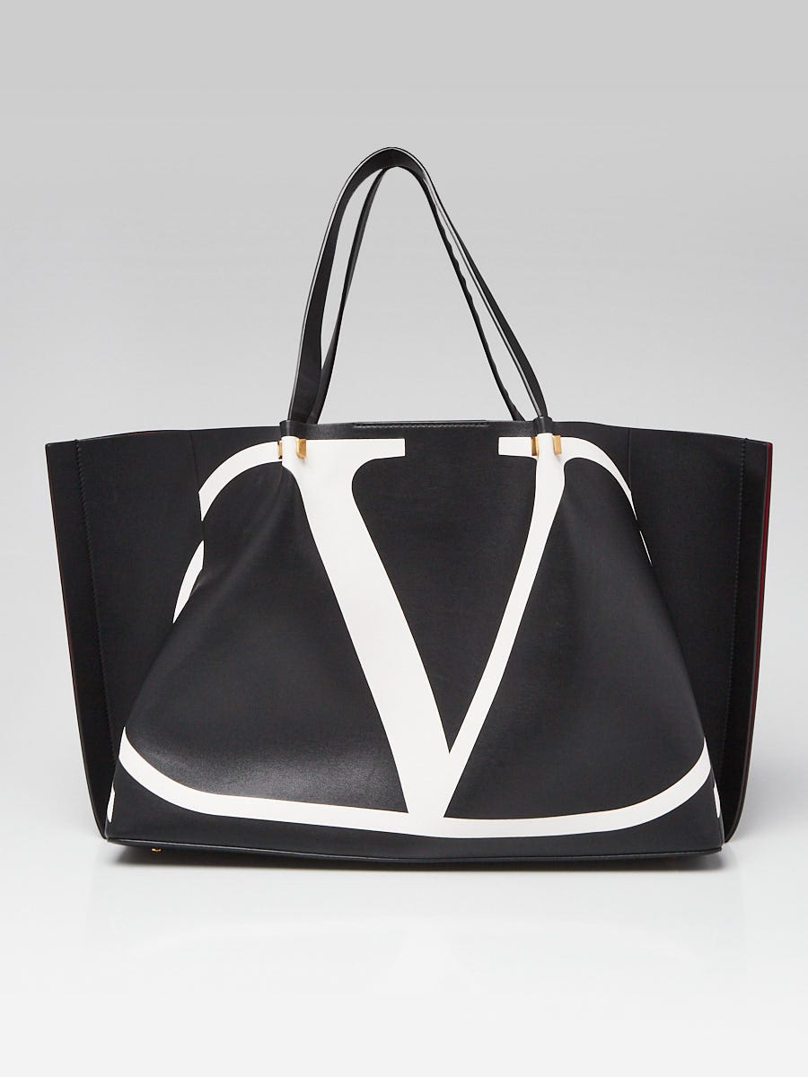 Valentino Black Leather VLogo Escape Large Tote Bag - Yoogi's Closet