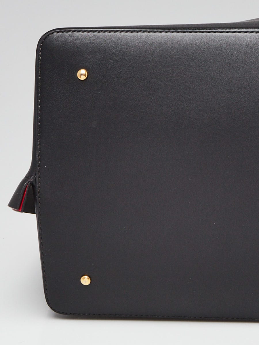 Valentino Black Leather VLogo Walk Medium Tote Bag - Yoogi's Closet