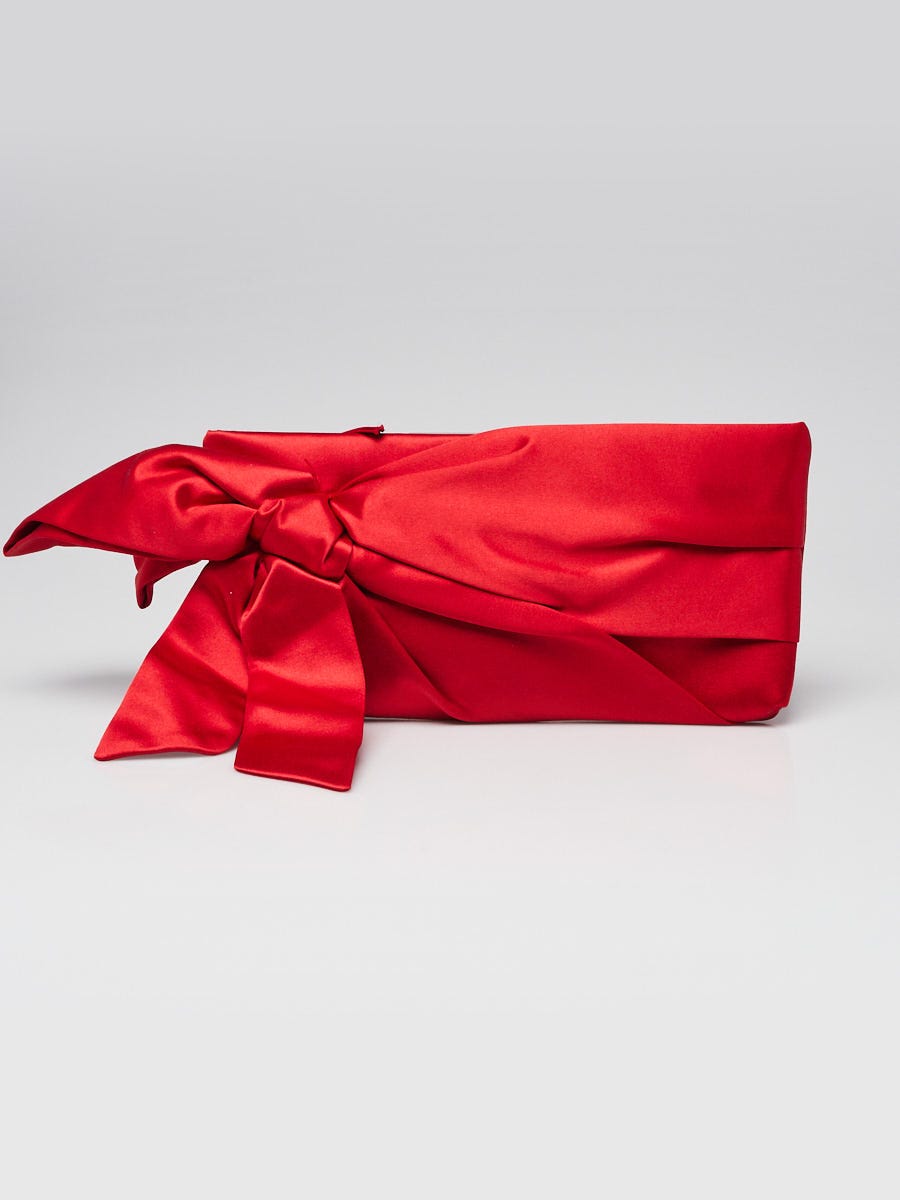 Valentino Red Satin Oversized Bow Clutch Bag Yoogi s Closet