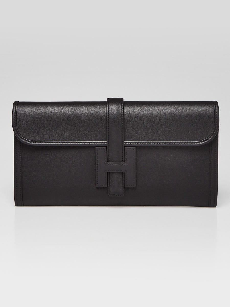 Hermes Black Leather Elan Jige 29 Clutch Bag