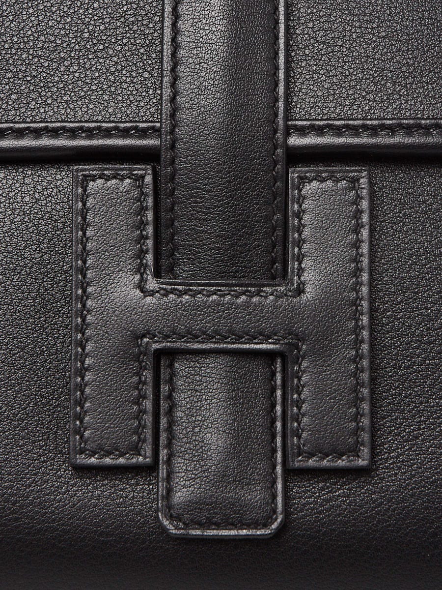 Hermes Jige Elan Swift 29 Black Leather Clutch