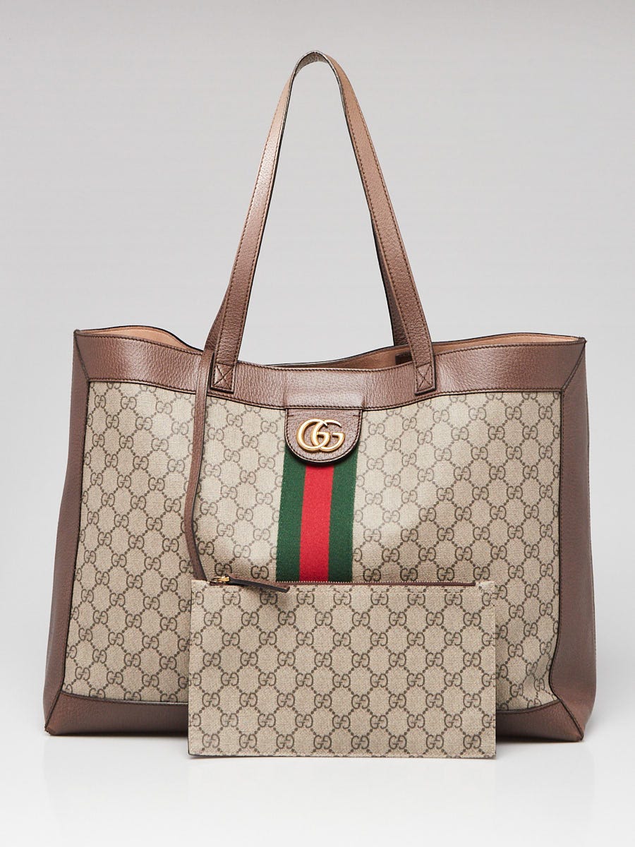 Gucci Beige Ebony Supreme GG Coated Canvas Ophidia Medium Tote Bag Yoogi s Closet