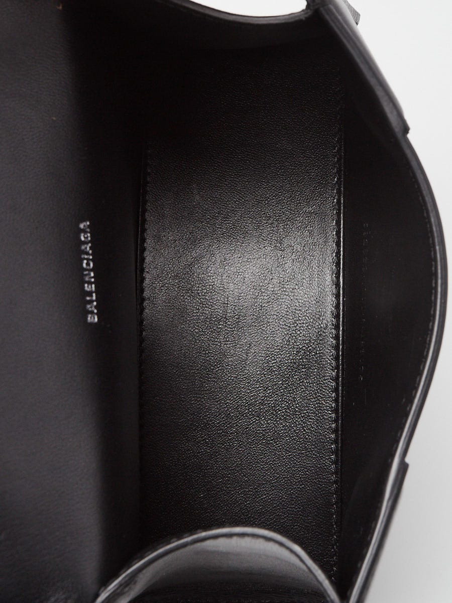 Balenciaga Black Leather Crystal Hourglass XS Top Handle Bag