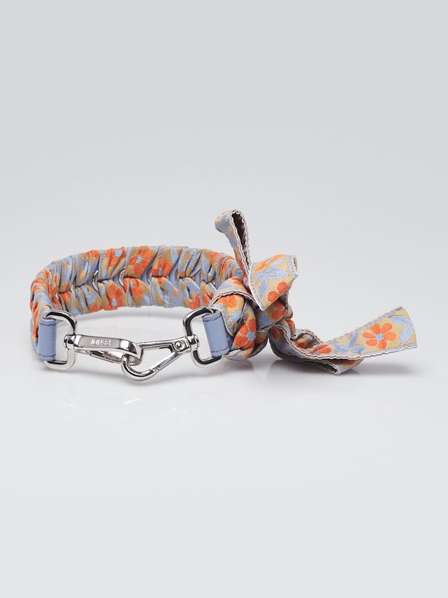 Fendi Blue/OrangeLeather and Canvas Lace Up Floral Mini Strap You Shoulder Strap