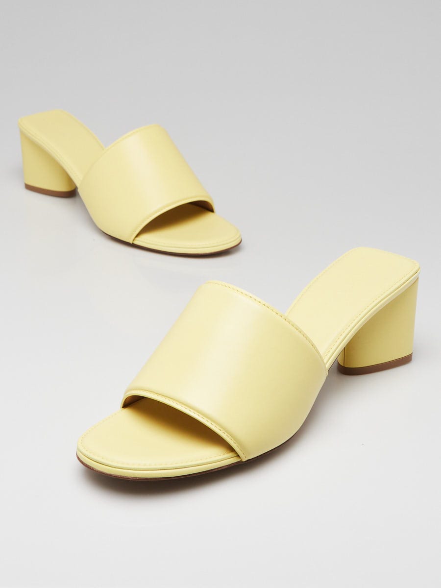 Bottega Veneta Yellow Lambskin Leather The Band Mule Heels Size 9.5/40