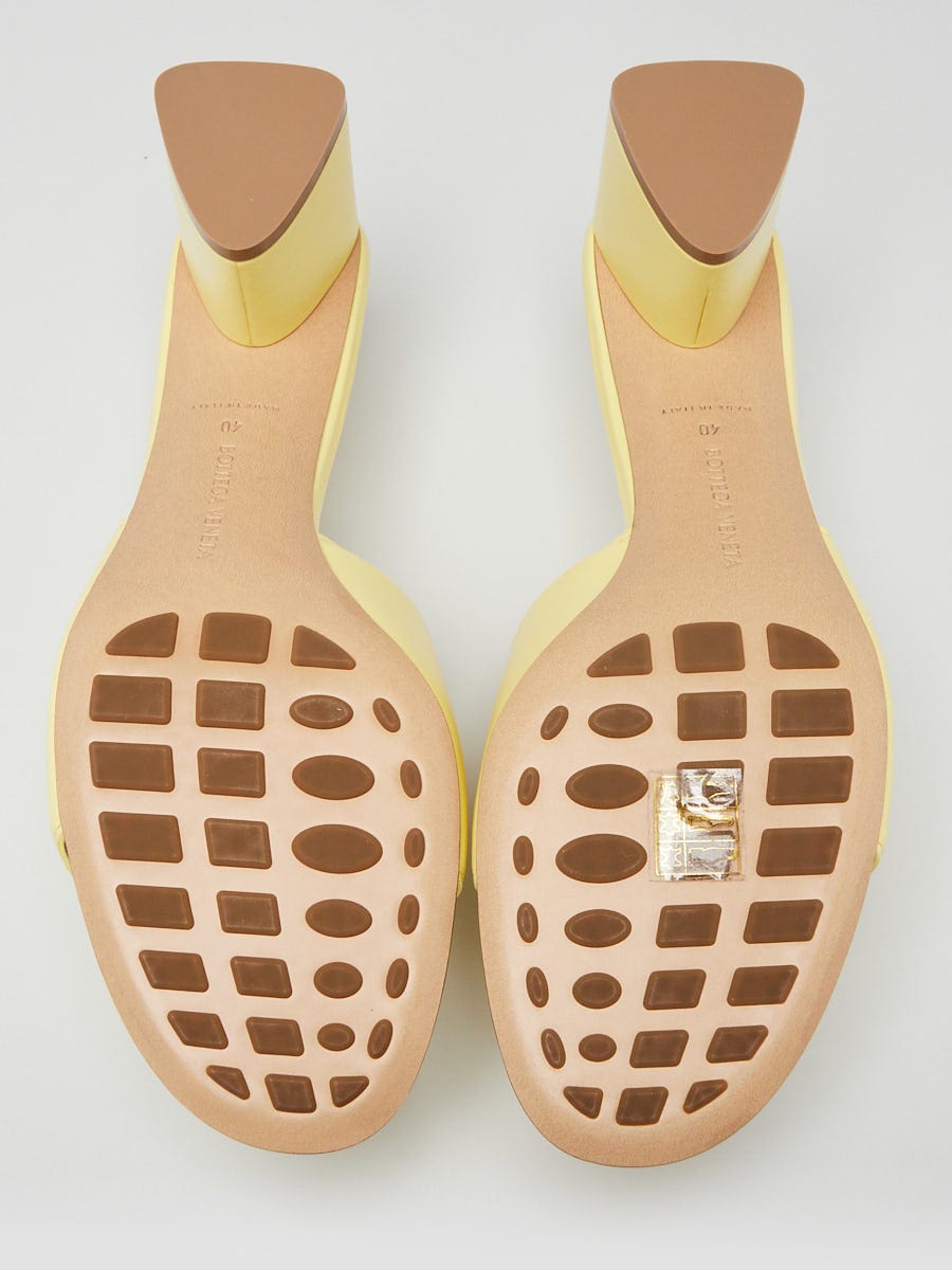 Bottega Veneta Yellow Lambskin Leather The Band Mule Heels Size 9.5/40