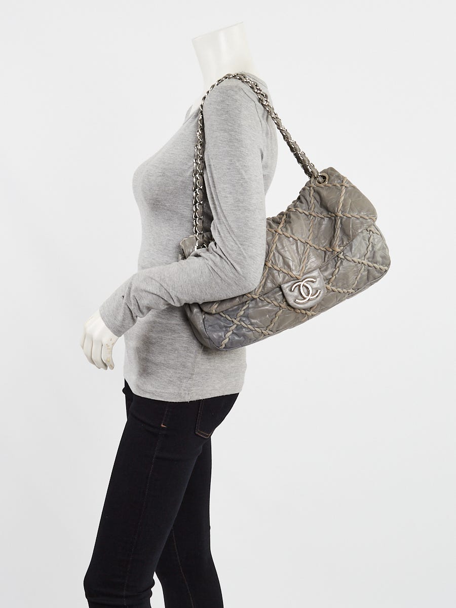 Chanel Grey Quilted Calfskin Ultra Stitch Jumbo Flap Bag - Yoogi's
