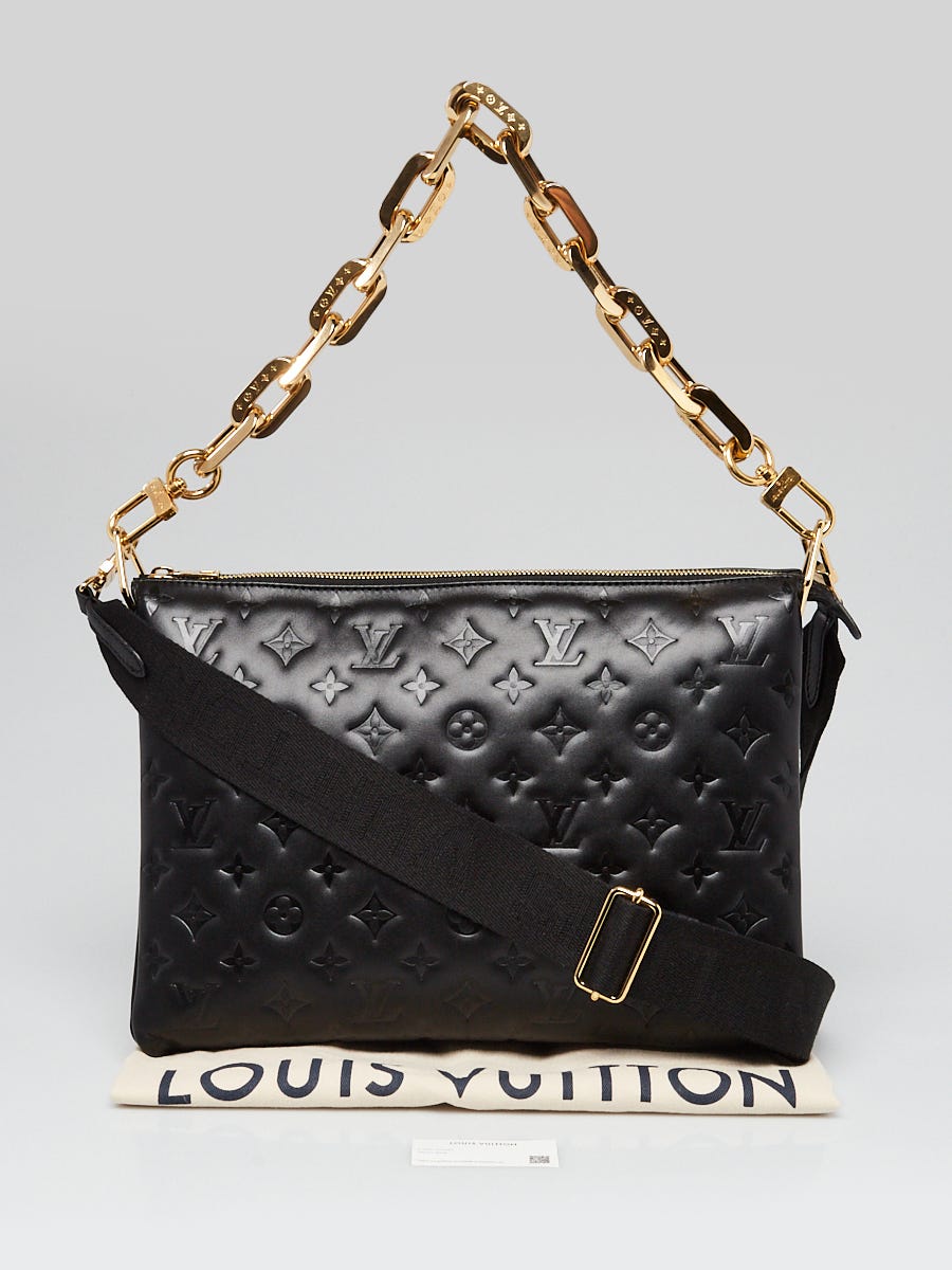 Louis Vuitton Taupe Monogram Embossed Lambskin Leather Coussin mm Bag