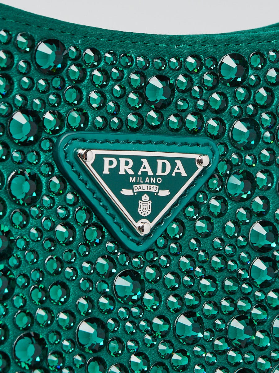 Prada Re-Edition 2000 Crystal-Embellished Shoulder Bag - Green for Women